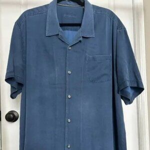 Tommy Bahama Men’s Blue Short Sleeve 100% Silk Button Up Shirt Size XXL